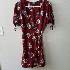 Burgandy floral Wrap dress